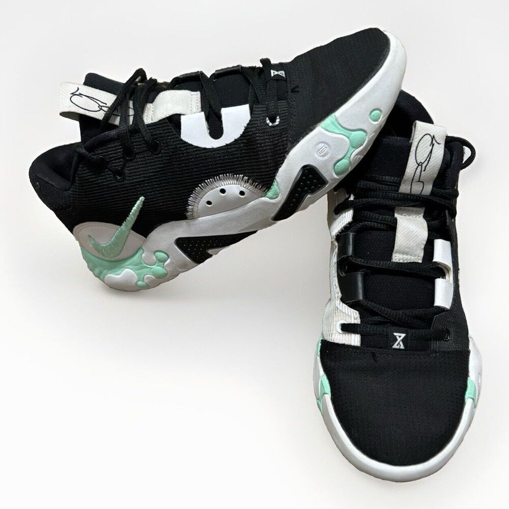 NIKE PG 6 BLACK MINT GREEN WHITE BASKETBALL SNEAKERS Shoes Size 7